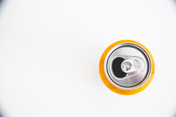 Top view of isolated soda or beer can.