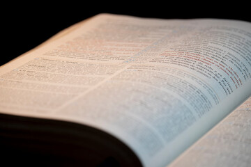 Fototapeta premium open holy bible where you can see a whole page on the left side