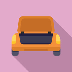 Baggage trunk icon flat vector. Open vehicle. Suitcase side