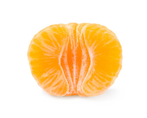 Fresh juicy tangerine segments isolated on white