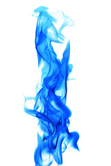 Abstract blue fire flame on white background.