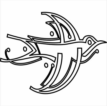 Vector, Image of swallow icon, black and white color, with transparent background