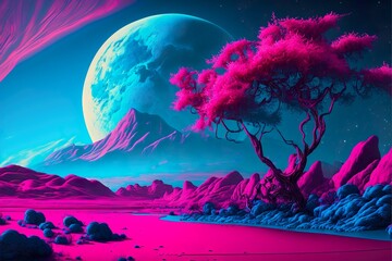 Obraz na płótnie Canvas Full moon landscape (Ai generated)