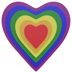 3D rendering LGBT rainbow heart shape isolated