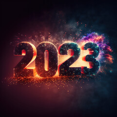 2023 New Year celebration with fireworks, AI
