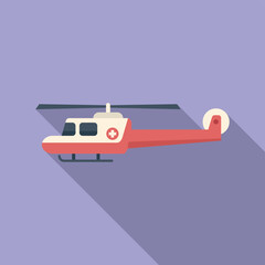 Air rescue helicopter icon flat vector. Sea chopper. Aerial guard