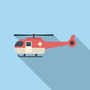 Medical Rescue Helicopter Icon Flat Vector. Air Transport. Aerial Guard