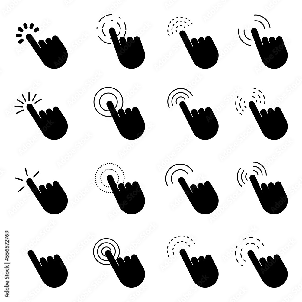 Poster set cursor finger. computer technology concept. computer mouse. vector illustration. stock image.