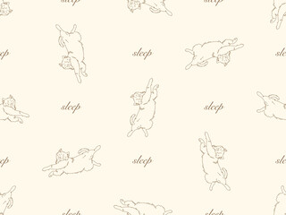 Sleep cartoon character seamless pattern on orange background