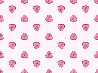 Love cartoon character seamless pattern on pink background