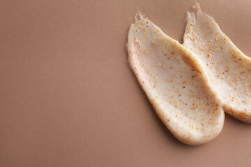 Sample of scrub on color background, space for text