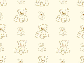 Bear cartoon character seamless pattern on orange background