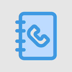 Phone book icon in blue style, use for website mobile app presentation