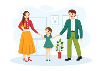 Child Adoption Agency By Taking Kids To Be Raised, Cared And Educated With Love In Flat Cartoon Hand Drawn Template Illustration