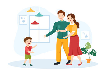 Obraz na płótnie Canvas Child Adoption Agency By Taking Kids To Be Raised, Cared And Educated With Love In Flat Cartoon Hand Drawn Template Illustration