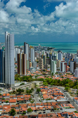 Joao Pessoa, Paraíba, Brazil, on December 20, 2022. Partial view of the city showing houses, buildings and Bessa beach in the background.