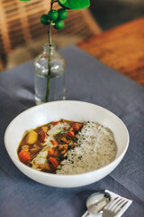 Yellow Thai curry and rice