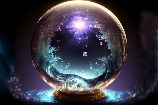 crystal ball with psychic waves emanating from it (AI Generated)