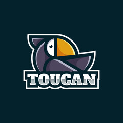 Vector Logo Illustration Toucan Simple Mascot Style.