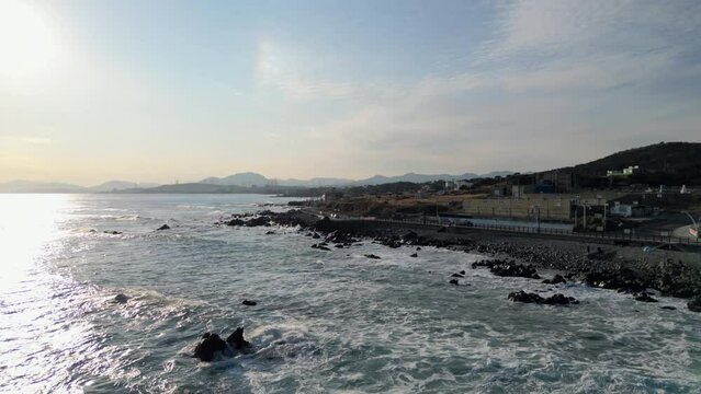 The blue sky, waves, reefs of Ganjeolgot, Ulsan, Korea