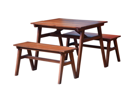 Garden table set with benches