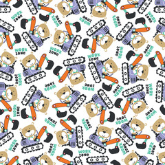 Fototapeta na wymiar Seamless pattern of Cute little bear on excavator. Can be used for t-shirt print, kids wear fashion design, print for t-shirts, baby clothes, poster. and other decoration.