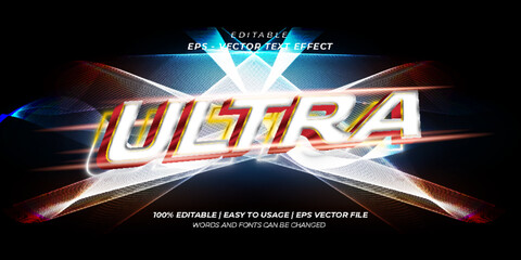 Ultra text effect with futuristic 3D style is editable