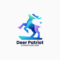 Vector Logo Illustration Deer Gradient Colorful Style.