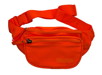 Red waist bag for women, isolated on white. Clipping path included