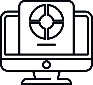 Social market monitor icon outline vector. Online business. Contect product