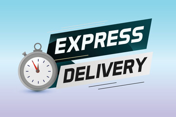 Fototapeta na wymiar Express delivery word concept vector illustration with stopwatch style for use landing page, template, ui, web, mobile app, poster, banner, flyer, background, gift card, coupon, label 