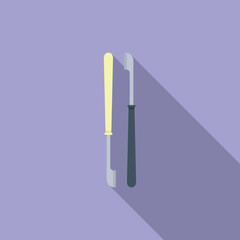 Manicure knife icon flat vector. Polish nail. Care salon