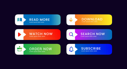 Obraz premium collection of various web button template download order now learn now watch for ui ux concept