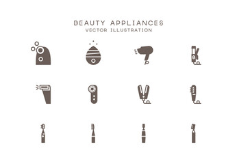 美容家電のアイコンセット シルエット
