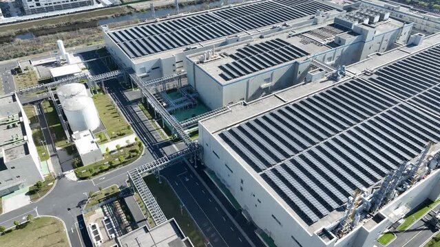solar panel on factory rooftop