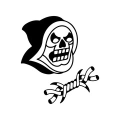 vector illustration of a skull and barbed wire