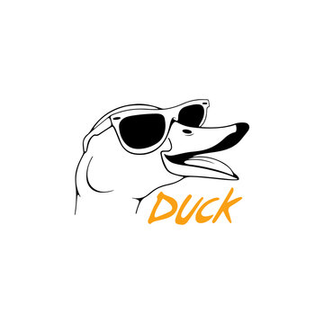 vector illustration of a duck wearing glasses