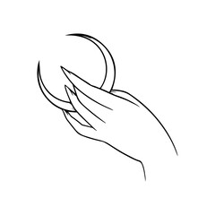 vector illustration of hand with moon