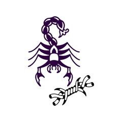 vector illustration of a scorpion and barbed wire