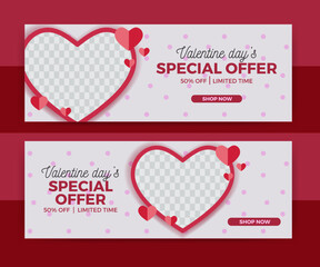 Set of social media banner templates with modern design pastel color for digital marketing or promotion. Perfect for a valentine's event. Template design.