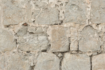 Grey Old Destroyed Stone Wall.