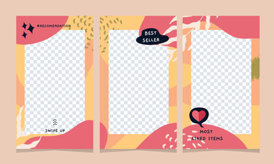 Set of social media stories template modern design pastel color for digital marketing or promotion. Perfect for a valentine's event. Template design.