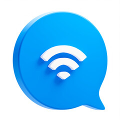 Blue website wifi icon or technology wireless internet network communication computer signal sign symbol isolated on png background with digital mobile global public connection. 3D rendering.