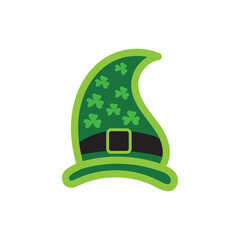 Leprechaun hat with tree leaves clover icon isolated on white background.