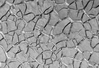 Close up weathered texture of arid cracked ground