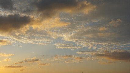 Clouds Golden sky after sunset Beautiful sky after the sun.