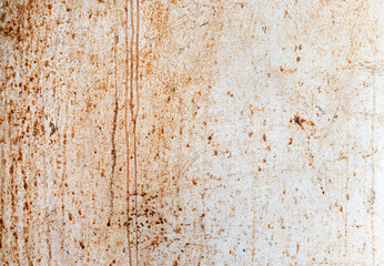 Texture white metal wall with rust stains