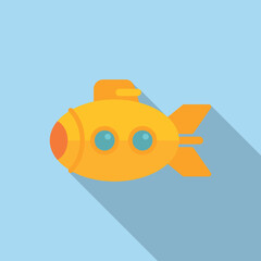 Underwater submarine icon flat vector. Sea ship. Cute vehicle
