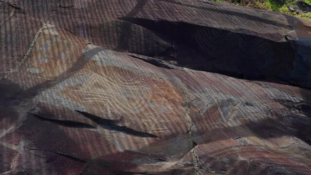 Ancient Petroglyphs on Rocky Stones in Florianopolis, Brazil