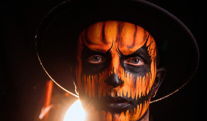 Halloween man face. Zombie. Horror. Halloween